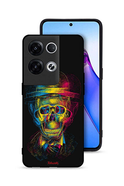 Tolwak غطاء حماية لهاتف Oppo Reno8 Pro Plus 5G بتصميم جمجمة وقبعة ملونة وفن خ...
