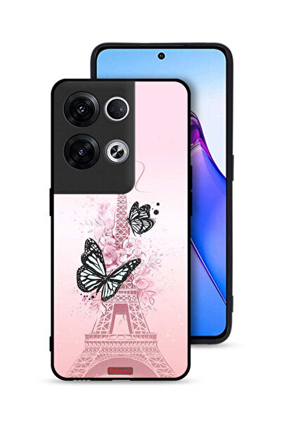 Tolwak غطاء حماية لهاتف Oppo Reno8 Pro Plus 5G بنقشة فراشات على برج إيفل