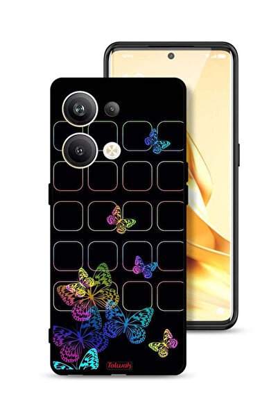 Tolwak غطاء حماية لهاتف Oppo Reno9 Pro Plus 5G بنقشة فراشات ملونة