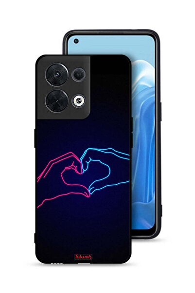 Tolwak Oppo Reno8 5G Protective Case Cover Touching Hand Making Heart