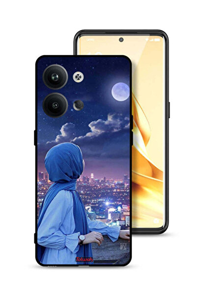 Tolwak غطاء حماية لهاتف Oppo Reno9 5G بطبعة فتاة محجبة تنظر إلى القمر