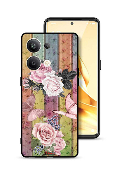 Tolwak غطاء حماية لهاتف Oppo Reno9 Pro Plus 5G بنقشة فراشات الخوخ والورود