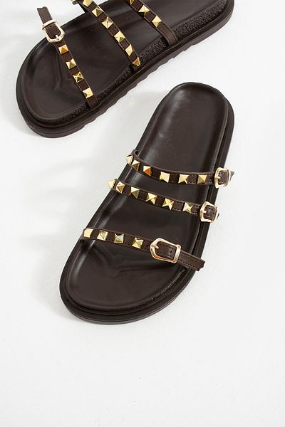 DUXAL SHOES Valora Gold Detailed Brown Stylish Women's Slippers