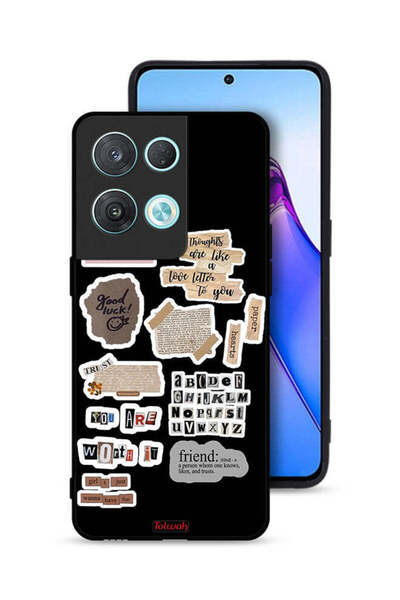 Tolwak غطاء حماية لهاتف Oppo Reno8 Pro 5G مع ملصقات اقتباسات الحظ السعيد