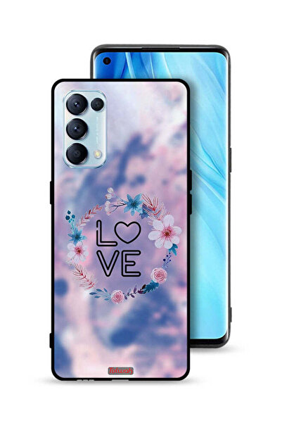 Tolwak غطاء حماية لهاتف Oppo Reno5 Pro 5G برسومات زهور الحب وخاتم فني