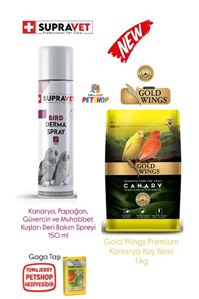 Gold Wings Premium Kanarya Yemi 1 Kg/Supravet Kanarya Kuşları Deri Bakım Spre...
