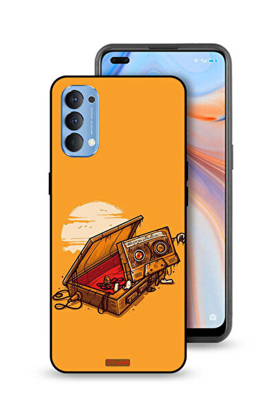 Tolwak غطاء حماية لهاتف Oppo Reno4 4G بتصميم شريط كاسيت وشريط لاصق