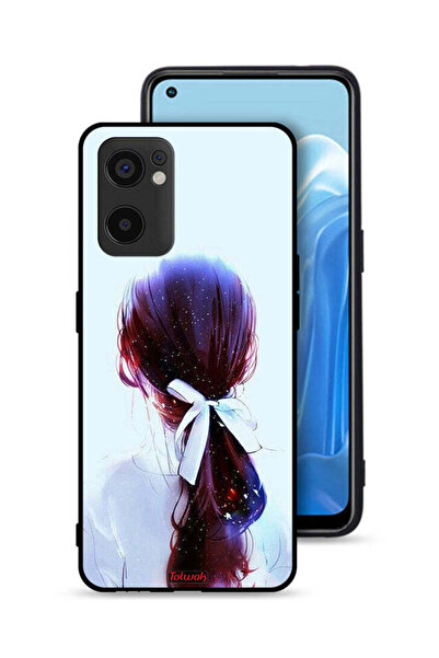 Tolwak غطاء حماية Oppo Reno7 SE 5G بتصميم ربطة شعر مع رباط شعر وفن فتاة