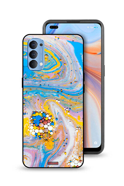 Tolwak غطاء حماية لهاتف Oppo Reno4 4G بنقشة جواهر ملونة تجريدية