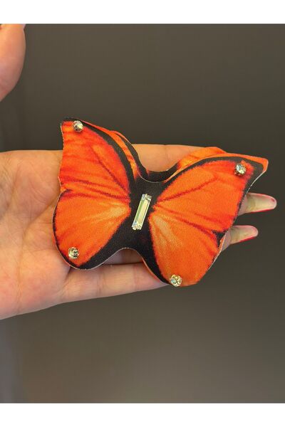 Gönülden Tasarım 3 DIMENSIUNI PENTRU PRELUCRAREA PIETRII BROȘA FLUTURE ACCESORII BRODAJ 10X8 CM Portocalie