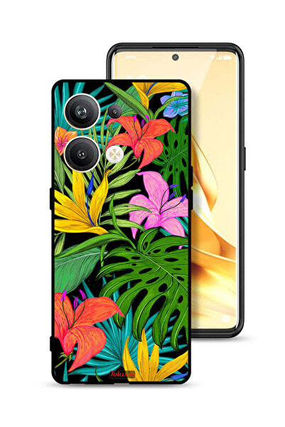 Tolwak غطاء حماية لهاتف Oppo Reno9 Pro Plus 5G بنقشة زهور استوائية وأوراق شجر