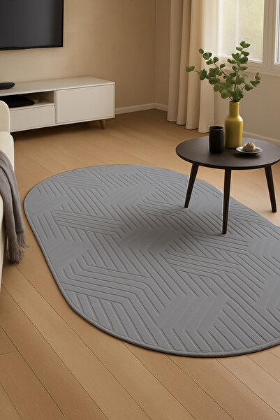 SOFT DECOR Modern Embos Dekoratif Halı Kaymaz Taban Yıkanabilir Salon Antre K...