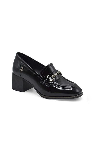 Venüs Women's Genuine Leather Daily Heeled Shoes Vn12701Y Black Patent Leather