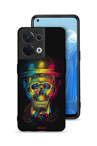 Tolwak غطاء حماية Oppo Reno8 5G بتصميم جمجمة وقبعة ملونة وفن خيالي