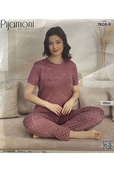 Pijamoni New Pink Short Sleeve Pajama Set 23
