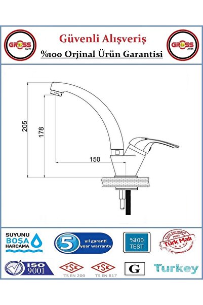 ŞENPRES Hilal Mix Sink Faucet - 40mm Cartridge - 2 Year Warranty - Product