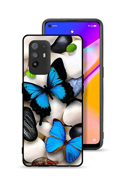 Tolwak غطاء حماية لهاتف Oppo A95 5G بنقشة فراشات على الحجارة