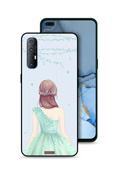 Tolwak غطاء حماية لهاتف Oppo Reno3 Pro 4G - فتاة لطيفة ترتدي فستانًا زهريًا