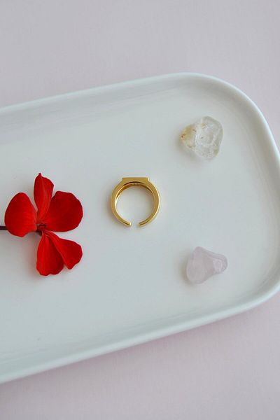 Sacce Scarves&Accessories Little Finger Ring Quadrilateral Model with Zircon Stone