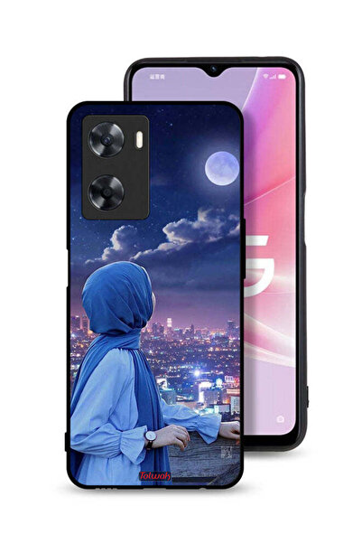 Tolwak غطاء حماية لهاتف Oppo A57s بطبعة فتاة محجبة تنظر إلى القمر