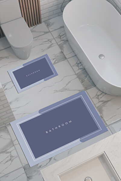 THEMODERNHANE Οικολογικό χαλάκι μπάνιου με σχέδιο μπάνιου, αντιολισθητική βάσ...