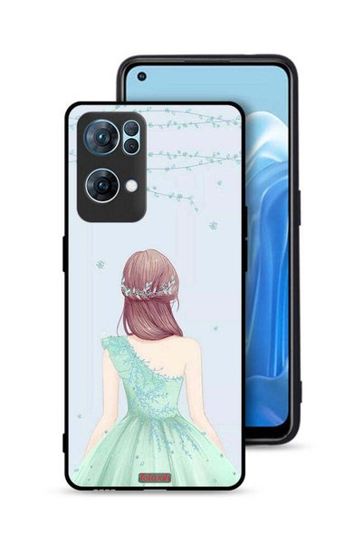 Tolwak غطاء حماية لهاتف Oppo Reno7 Pro 5G فتاة لطيفة ترتدي فستانًا زهريًا
