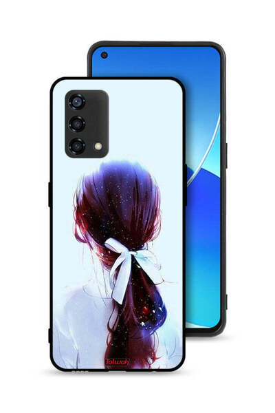 Tolwak غطاء حماية Oppo Reno6 Lite بتصميم ربطة شعر مع رباط شعر وفن فتاة