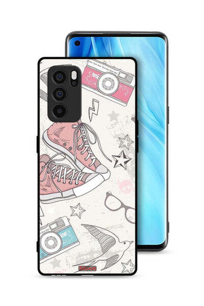 Tolwak جراب واقٍ لهاتف Oppo Reno6 Pro 5G بتصميم حذاء من القماش وفن الكاميرا