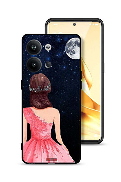 Tolwak غطاء حماية لهاتف Oppo Reno9 5G برسومات فتاة وقمر