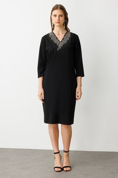 Ekol Half Sleeve Blouse with Stone Embroidery on the Collar