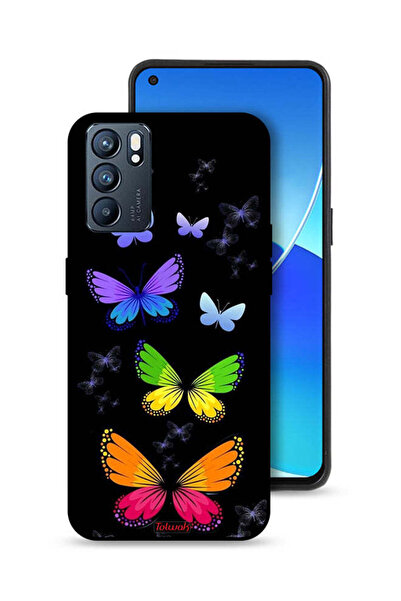 Tolwak غطاء حماية لهاتف Oppo Reno6 5G بنقشة فراشات ملونة