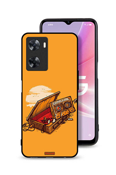 Tolwak غطاء حماية لهاتف Oppo A77 4G بتصميم شريط كاسيت وشريط لاصق