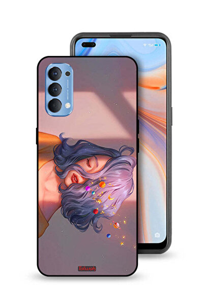 Tolwak Oppo Reno4 4G Protective Case Cover Girl And Space Art