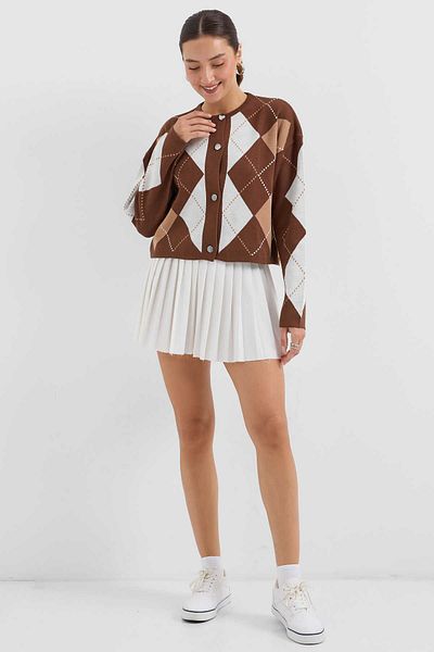 GABRİA Gabria Baklava Pattern Buttoned Cardigan