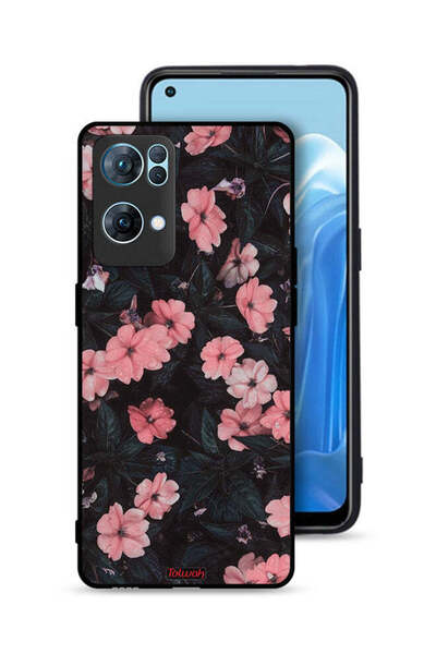 Tolwak غطاء حماية لهاتف Oppo Reno7 Pro 5G - لون الخوخ والورود الصغيرة
