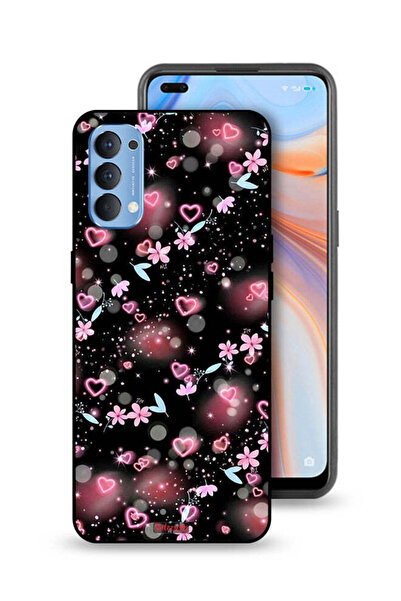 Tolwak غطاء حماية لهاتف Oppo Reno4 4G بنقشة قلوب وزهور صغيرة