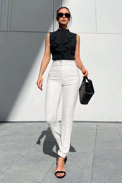 StreetWear Outlet Elegant Women's Pants with High Waist and Skinny Fit