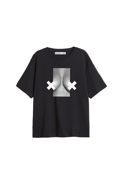 Bak Moda Send Nudes Printed Relaxed Fit Black Women's Tshirt