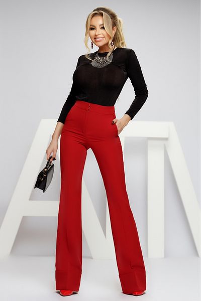 Atmosphere Fashion Burgundy flared trousers with cuffs