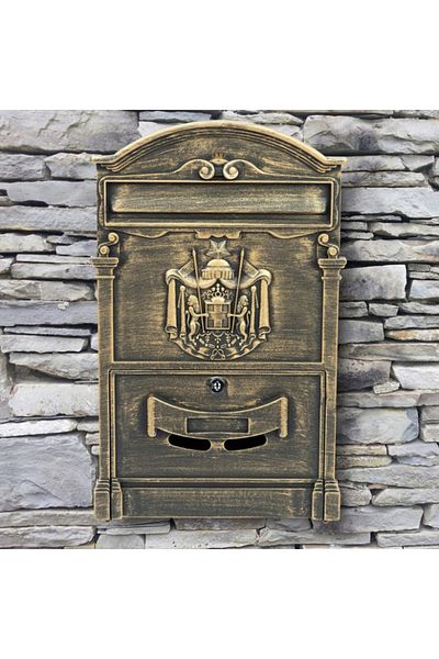 VERDA Beautiful Mailbox Made of Powder-Coated Galvanized Steel - Antique Gold