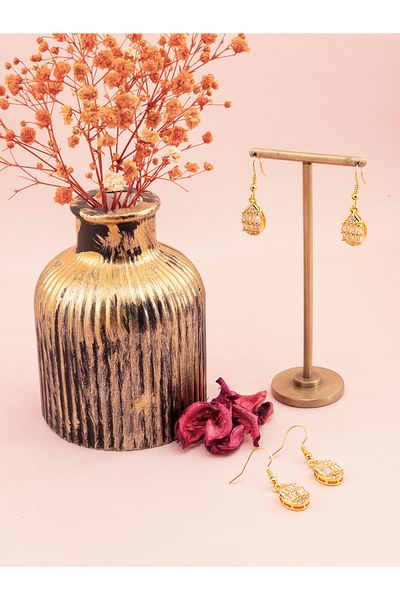 luree accessories Drop Motif Zircon Stone Earrings