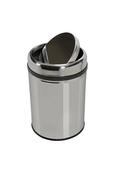 omeyva Metal Paslanmaz Krom Pratik Döner Kapaklı 5 Litre Çöp Kutusu Kovası - ...