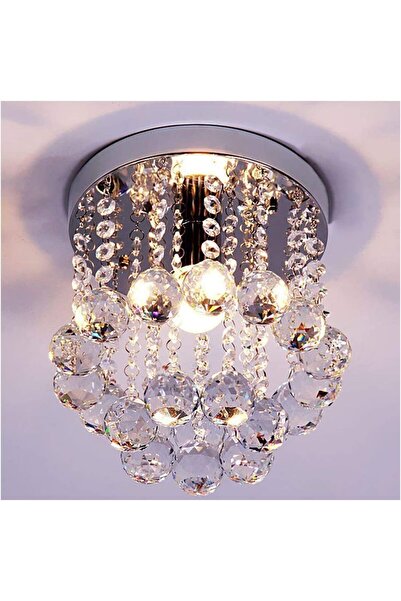 LİVORA LIGHTING Akasya Krom Renk Kristal Taşlı Hol ve Salon Avizesi