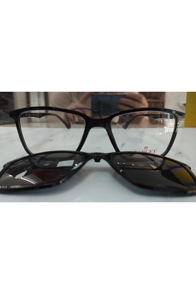 Target Tk304 C0101P 57Ekt Men's Polarized Clip-On Blue Light Protection Screen Glasses (Bright Black)