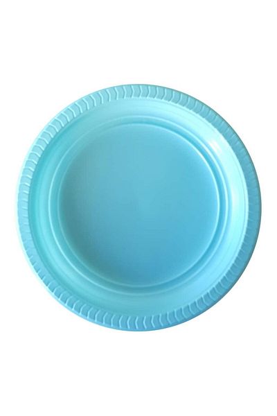 SELANİKLİ Party Plate Plastic Light Blue Pk 25 Round 22 cm
