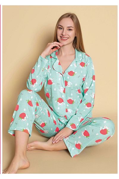 GİYDİNGİYDİN Women's Shirt Patterned Pajama Set