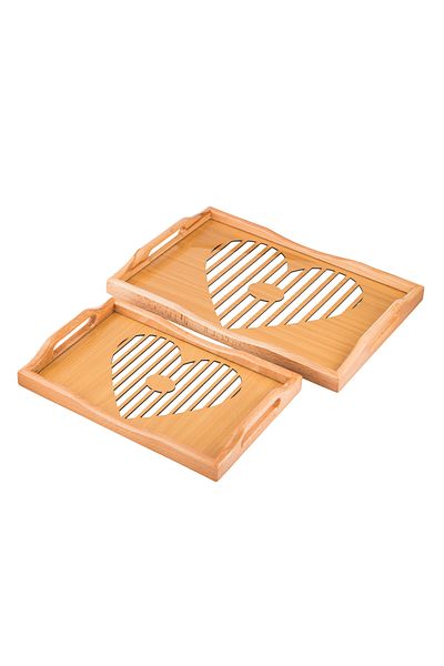 Dania A set of 2 wooden and glass plates and trays with elegant artistic drawings and colors. The medium size is 33*24 cm and the large size is 42*30 cm.