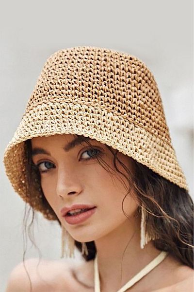 Neşeli Butik Women Camel 100% Straw Hat Nbmht04
