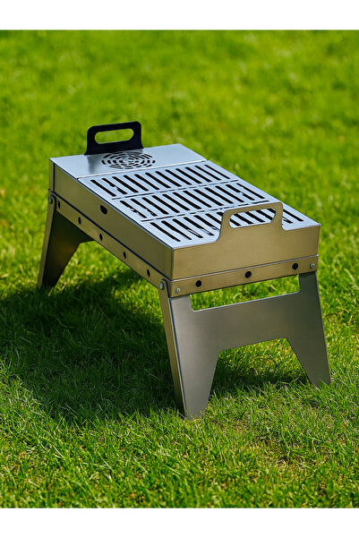 Bahçe Reyonu Katlanabilir Tek Parça Profesyonel Mangal Set 60x34, Yelpaze ve ...