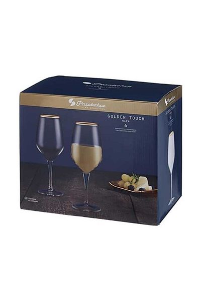 Paşabahçe Pasabahce golden touch footed glass 360 cc - set of 6